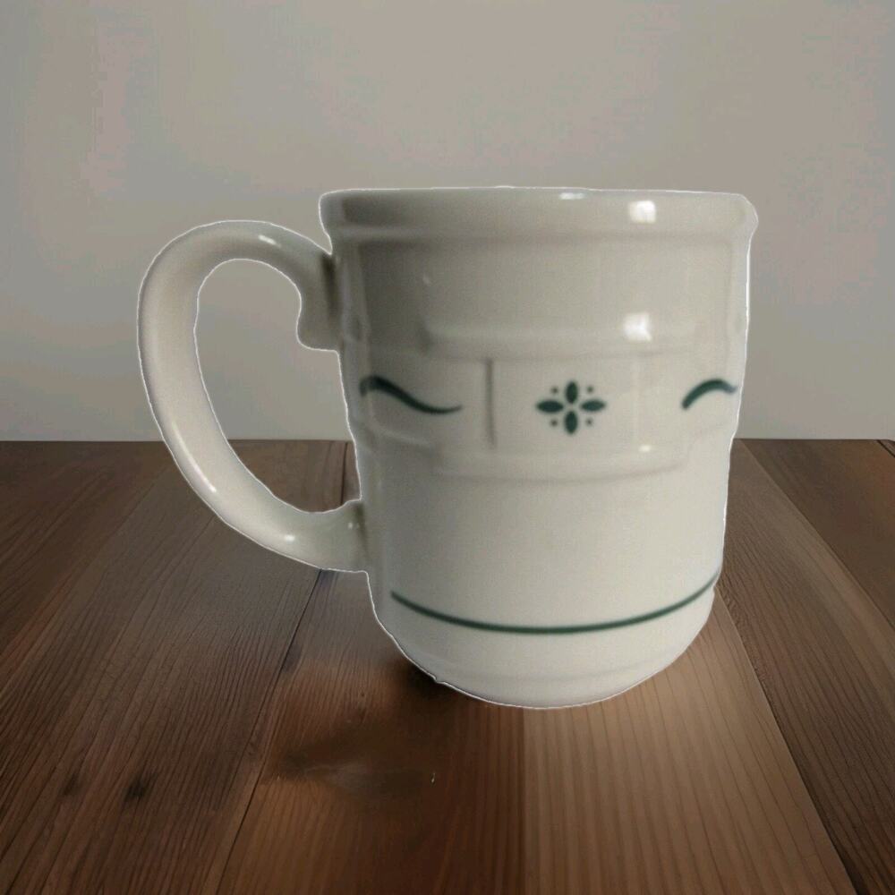 Longaberger Pottery Woven Traditions Heritage Green Coffee Mug 12 oz